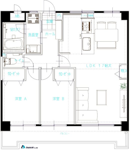 施工後図面：２ＬＤＫへ