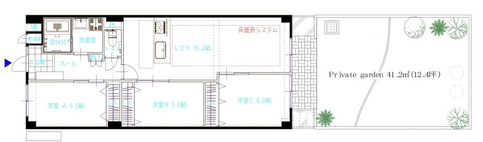 3LDK＋専用庭