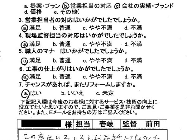 親切・丁寧な対応に感謝いたします。