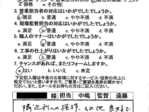 隣近所への挨拶、その他良好で心配せずにすみました。