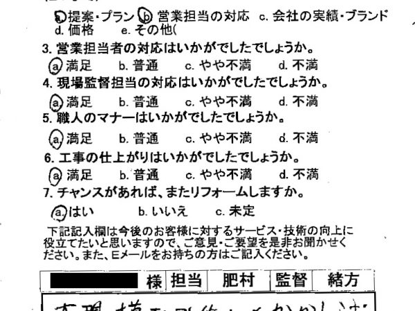 短期間に丁寧な仕事をしていただき感謝しています。